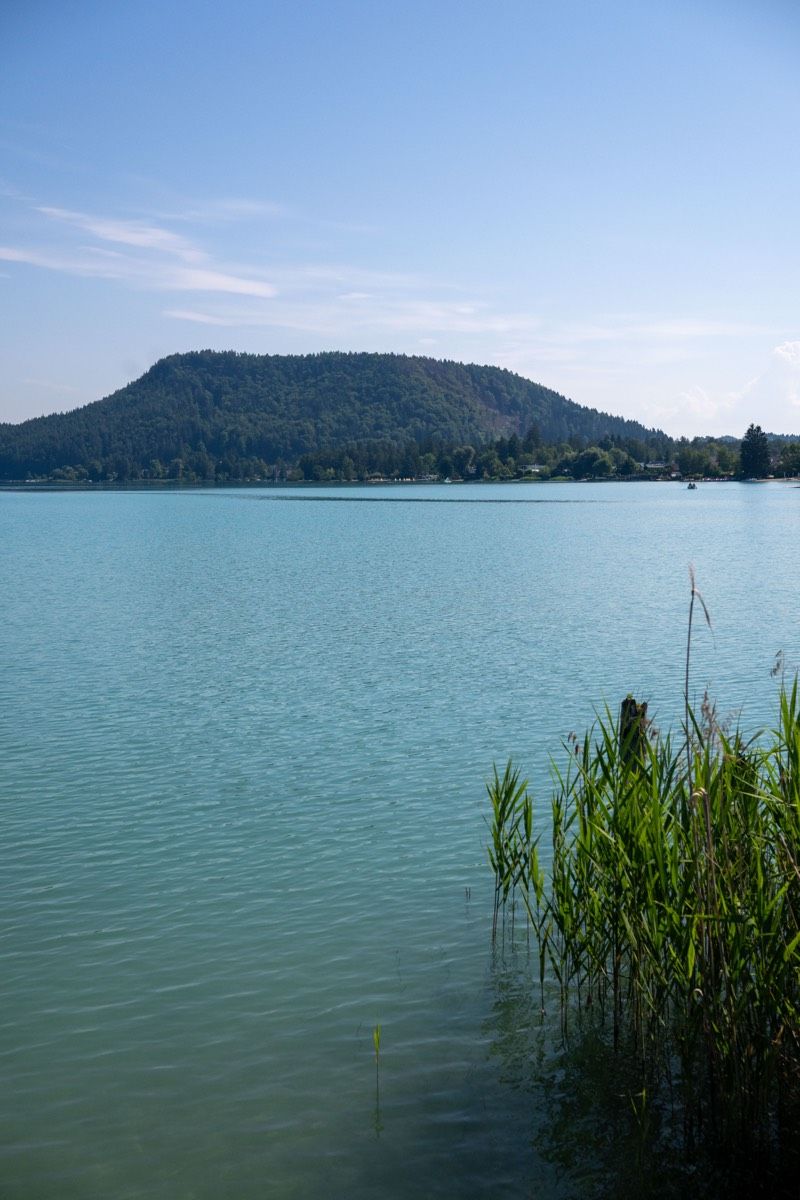 Lake Faak with a mountain view
