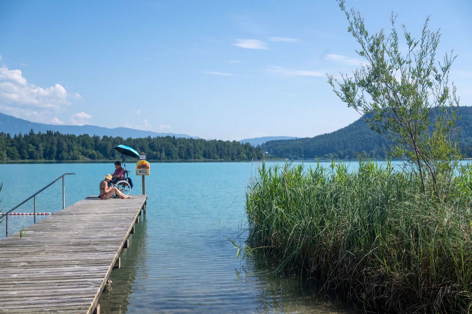 Private beach of the Strandhotel Faak on Lake Faak
