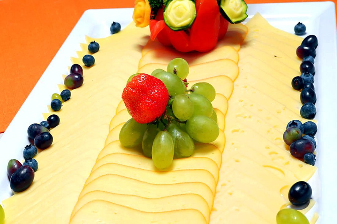 Cheese and fruit platter from the lakeside restaurant
