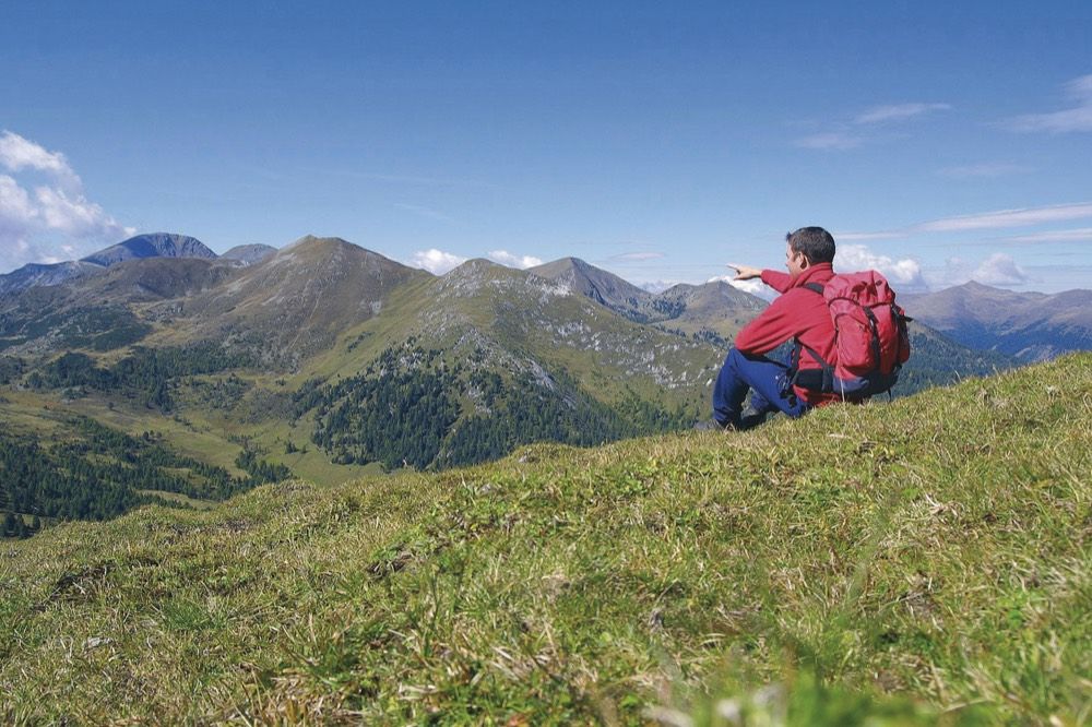 Autumn view from the mountain over Lake Faak and the surrounding landscape